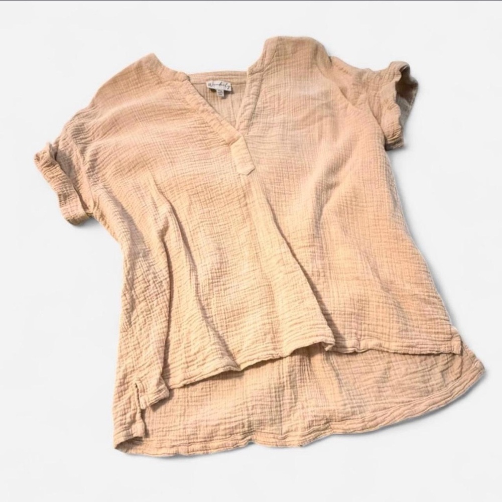 Wonderly Beige Textured Blouse, Size Medium